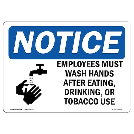 Signmission OSHA Sign, Employees Must Wash Hands After, 5in X 3.5in Decal, 10PK, 3.5" W, 5" L, Landscape, PK10 OS-NS-D-35-L-11967-10PK
